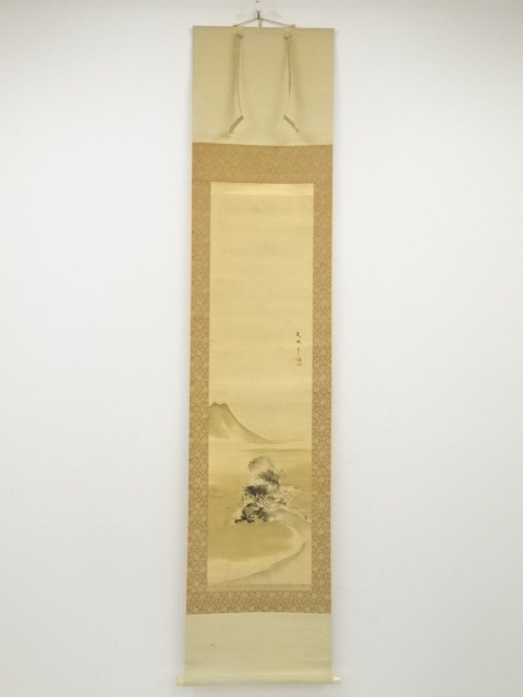 JAPANESE HANGING SCROLL / HAND PAINTED / SCENERY / BY TENJO HONDA